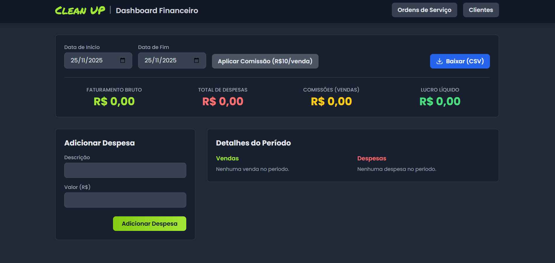 Preview 2 do sistema da Lavanderia